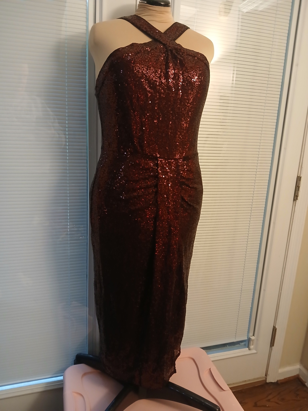 Belle Poque Red and Black Sequin body Con retro Dress